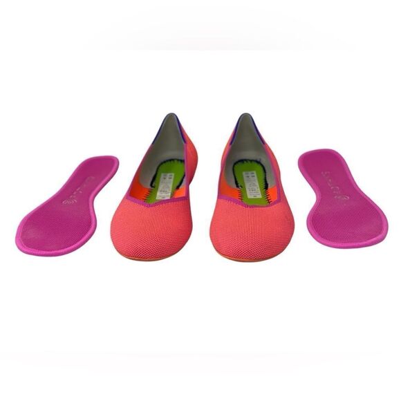 Rothy’s Sz 8.5 Flamingo Pink Slip-On Roundtie Fabric Ballet Slipper Flats - Picture 6 of 9